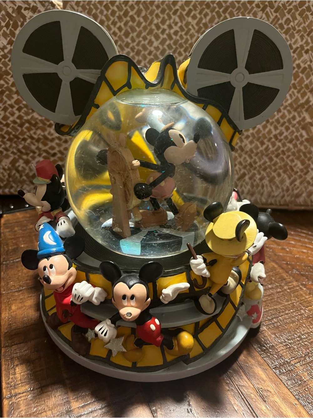 Disney Yellow & Black Mickey Mouse Musical Snow Globe Figurine